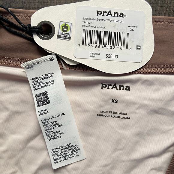 Prana Baja Bound Summer Wave Swim Bottom Women's XS Rose Fire Colorblock Sporty - Picture 6 of 7